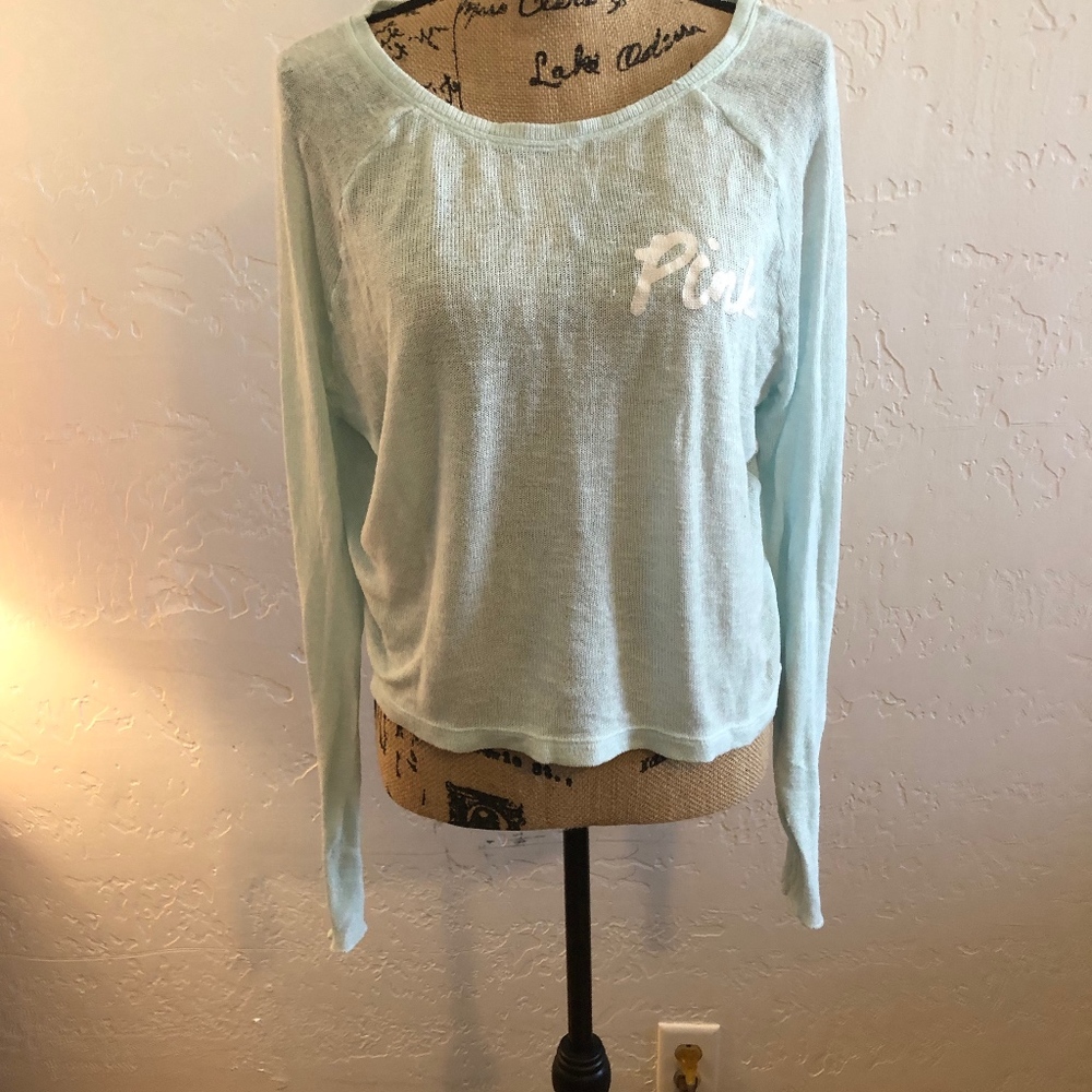 PINK long sleeve cropped sweater, size large